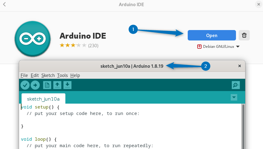 Launching Arduino on Debian 12 installed via Debian's software application