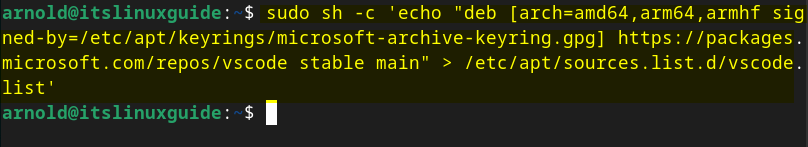Adding VS Code repository in Debian