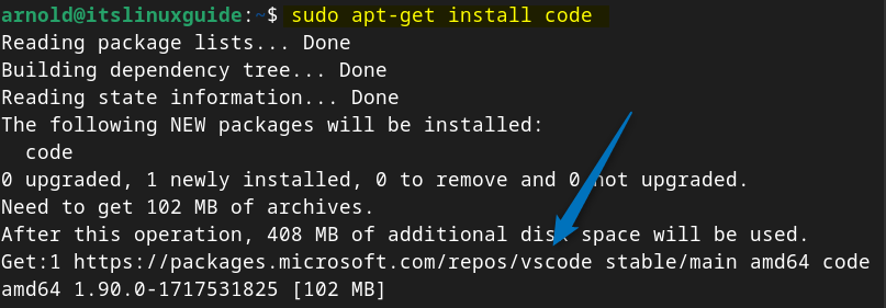 Installing Visual Studio Code on Debian using VS Code repository.