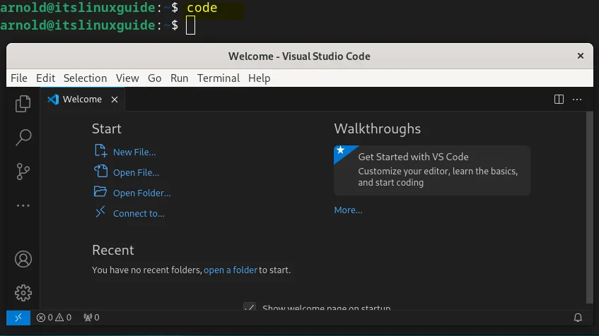 Launching Visual Studio Code on Debian 12 installed through its deb file 