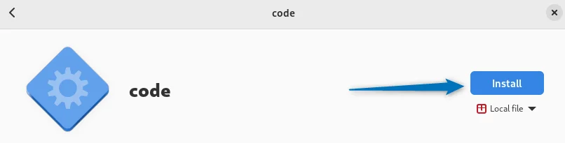 Installing VS Code on Debian using its deb file with Software Install app 