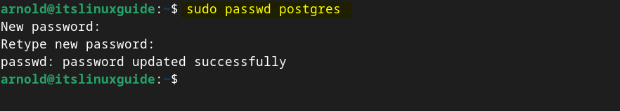 Setting password for PostgreSQL user in Debian 12