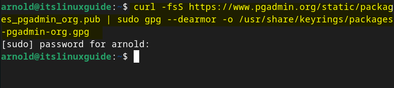 Adding GPG key for pgadmin4 on Debian 12