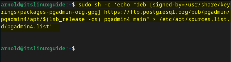 Adding Pgadmin4 repository on Debian signed by its GPG key