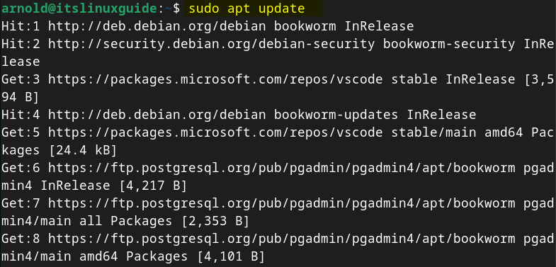 Updating apt packages list on Debian after adding pgadmin4 repository