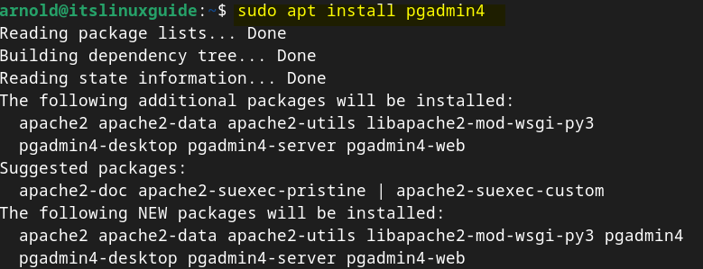 Installing pgadmin4 on Debian 12 using pgadmin4 repository