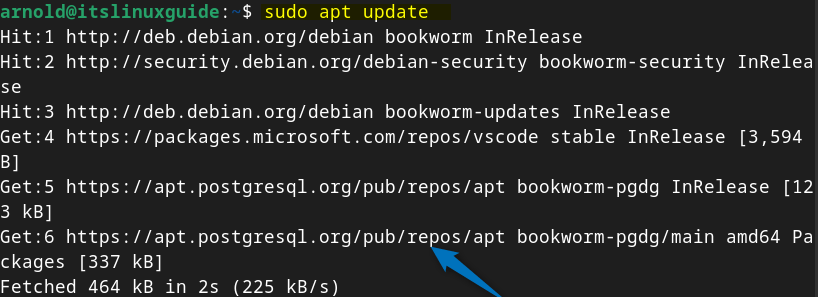 Updating apt packages list after adding PostgreSQL repository