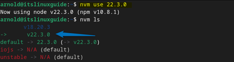 Switching the current version of Node.js on Debian