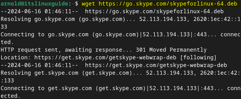 Downloading Skype deb file on Debian 12