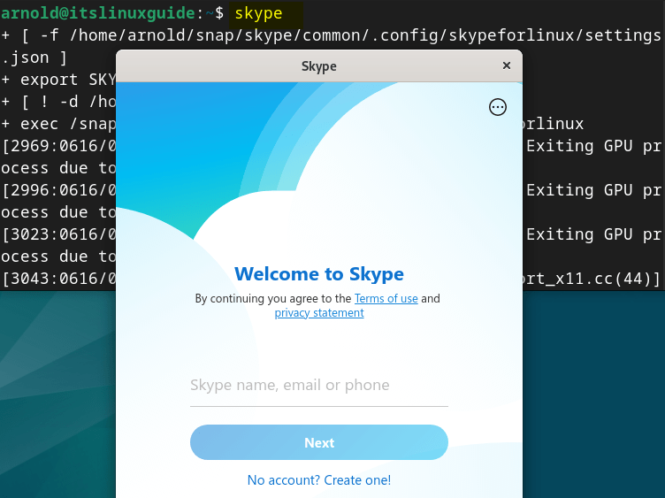 Launching Skype on Debian installed via Snap Package Manager