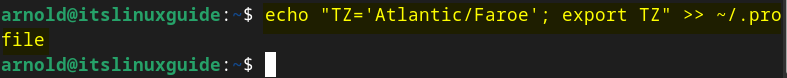 Adding the new time zone to Debian profile so that system reboot doesn't revert it