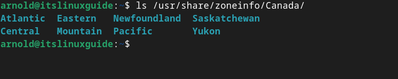 Listing zone info for a specific country on Debian using the local time file database