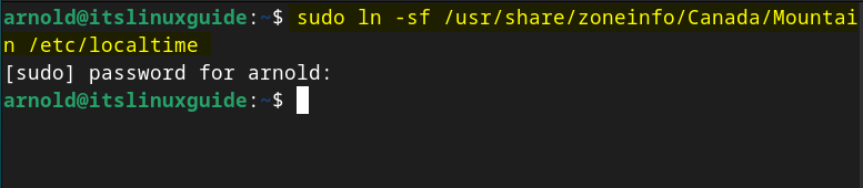 Setting the desired Time zone in Debian by symbolic link for it to the local time file.