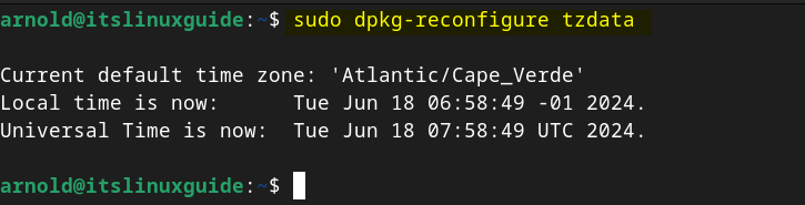 Setting time zone on Debian using the tzdata package