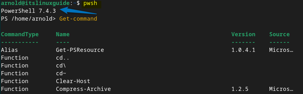 Launching PowerShell on Debian installed via Snap app installer