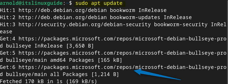 Updating Debian apt packages list to add PowerShell repository