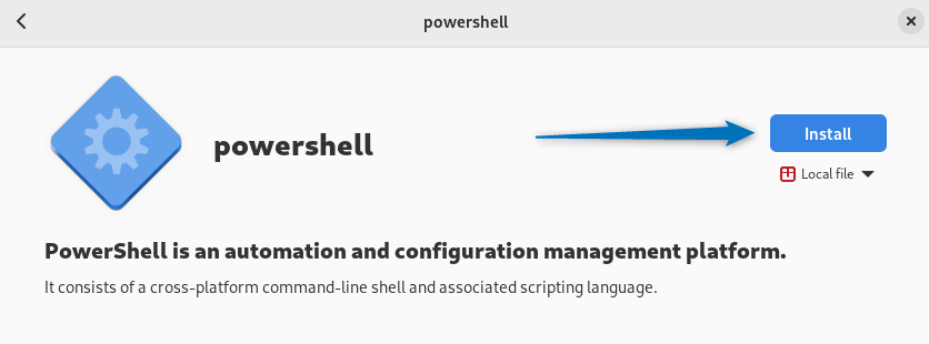 Installing PowerShell on Debian using its deb file via software Install app