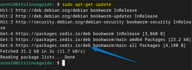 Updating apt packages list on Debian after adding Redis repository