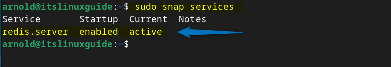 Listing Snap services on Debian to verify if Redis service is active or not