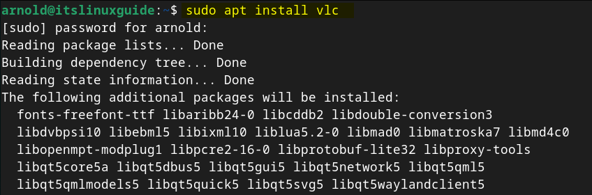 Installing VLC on Debian using apt package manager
