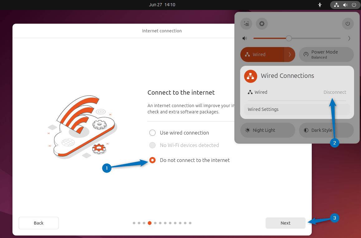 Turning off the internet while installing Ubuntu 24.04 on VirtualBox to avoid system program problem detected error