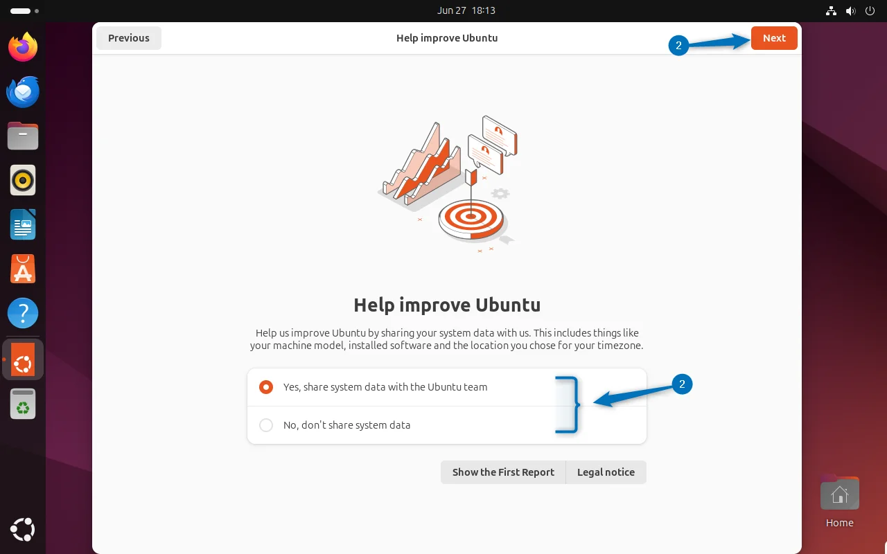 Allowing/disallowing Ubuntu for sharing system data for developers 