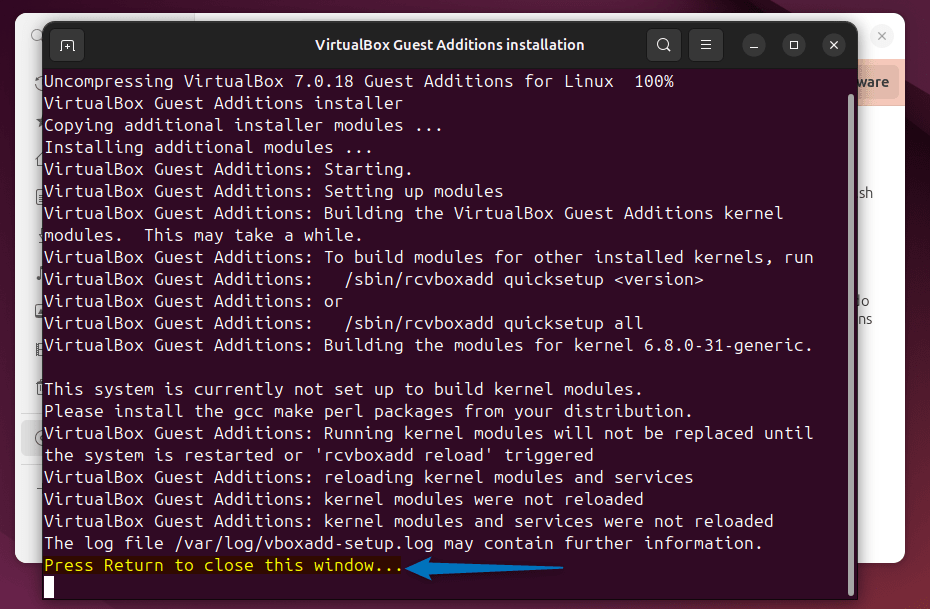 Installing Guest Addition on Ubuntu