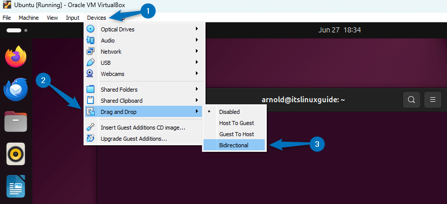 Enabling Drag and Drop for Ubuntu on VirtualBox