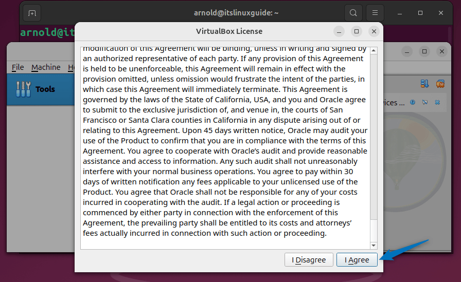Agreeing to VirtualBox license for installing its extension pack on Ubuntu