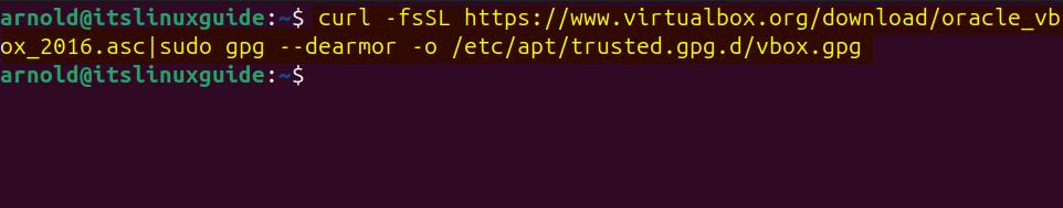 Adding GPG key on Ubuntu for VirtualBox repository