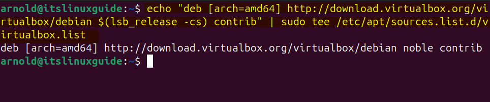 Adding VirtualBox repository on Ubuntu