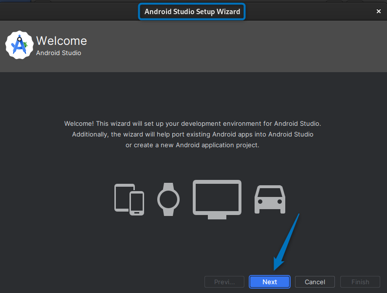 Android development environment setup wizard on Debian