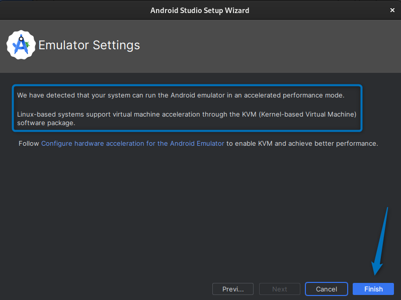 Finishing the configuration for installing Android Studio Development environment on Debian