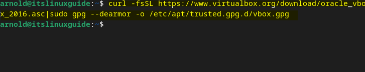 Adding GPG key for VirtualBox repository in Debian 12