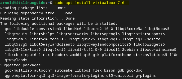 installing VirtualBox iun Debian using apt package manager