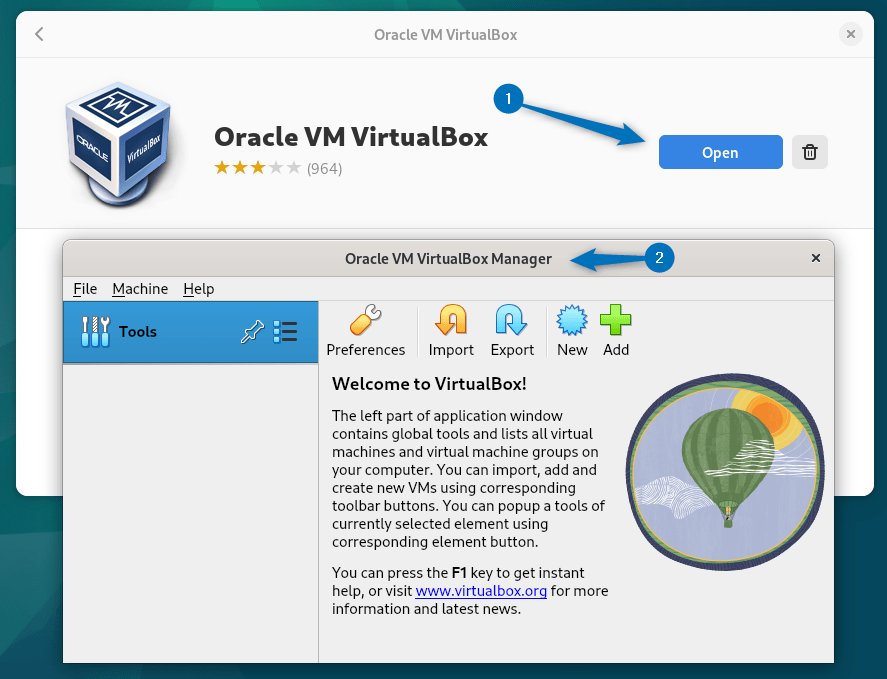 Launching Virtual Box on Debian using Software Install app