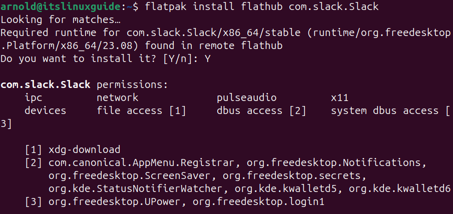 Installing slack on Ubuntu via Flatpak package manager