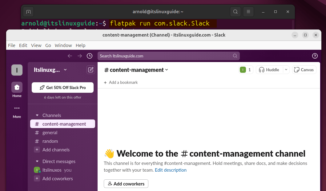 Launching Slack on Ubuntu installed via Flatpak