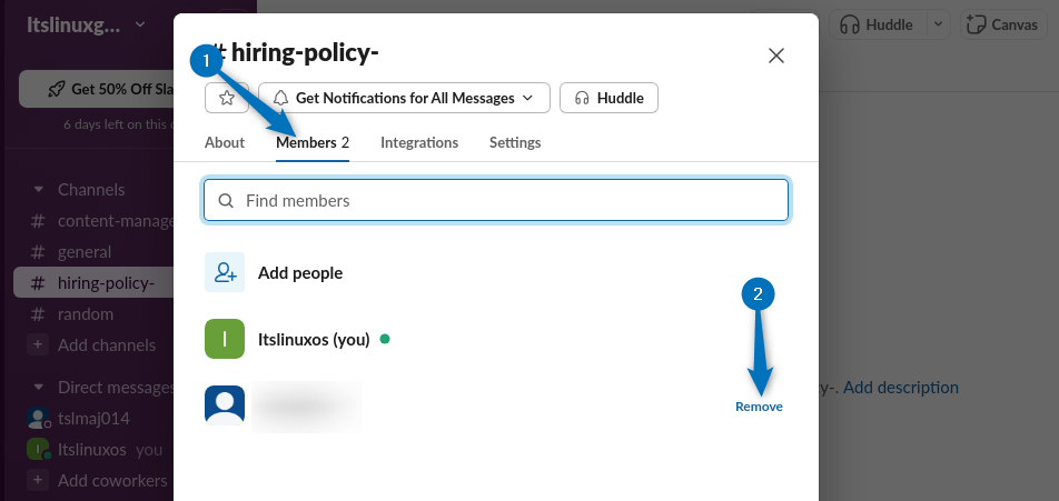 Removing Coworkers/ members in Slack on Ubuntu