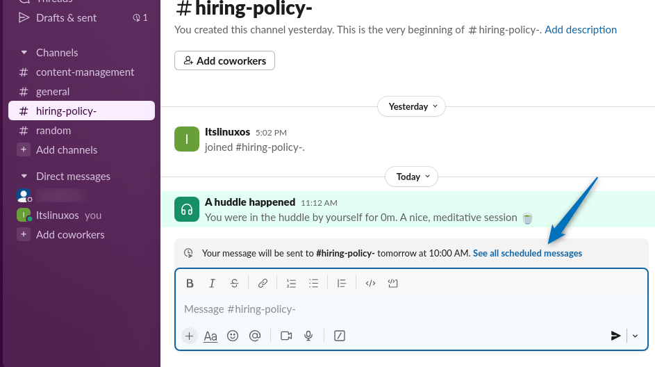 Listing all the scheduled messages on Slack in Ubuntu