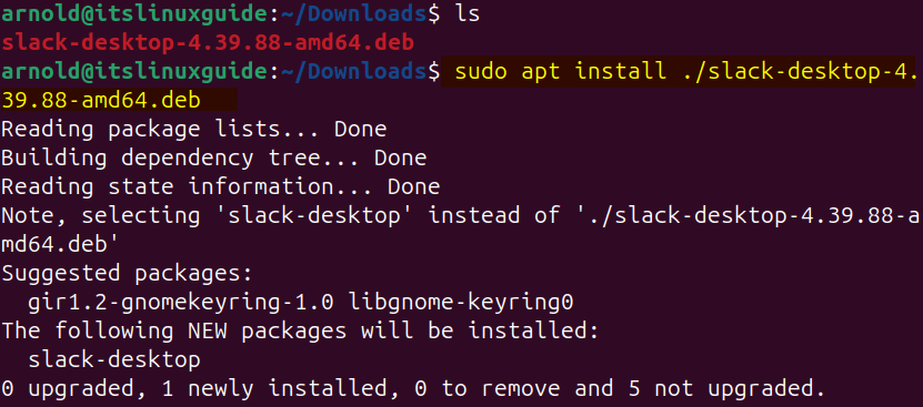 Installing Slack on Ubuntu from its deb file