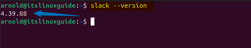 Verifying Slack installation on Ubuntu by checking its version
