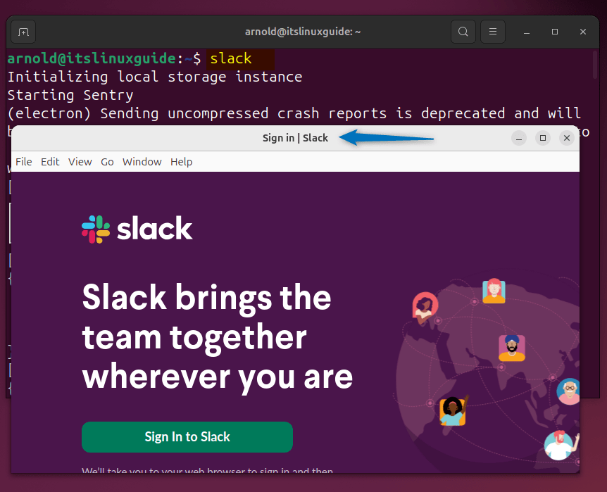 Launching Slack on Ubuntu installed via its deb file