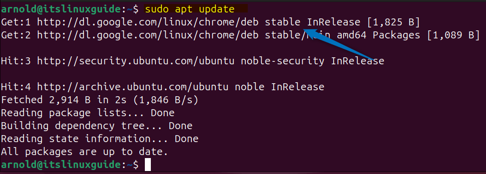 Updating apt packages list on Ubuntu after adding Google Chrome repository