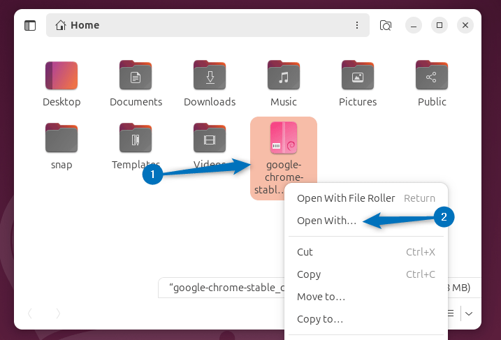 Opening Google Chrome Deb file with Gdebi package manager on Ubuntu