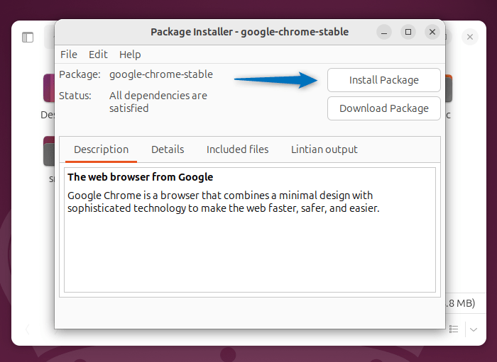 Installing Google Chrome on Ubuntu using GDebi package manager