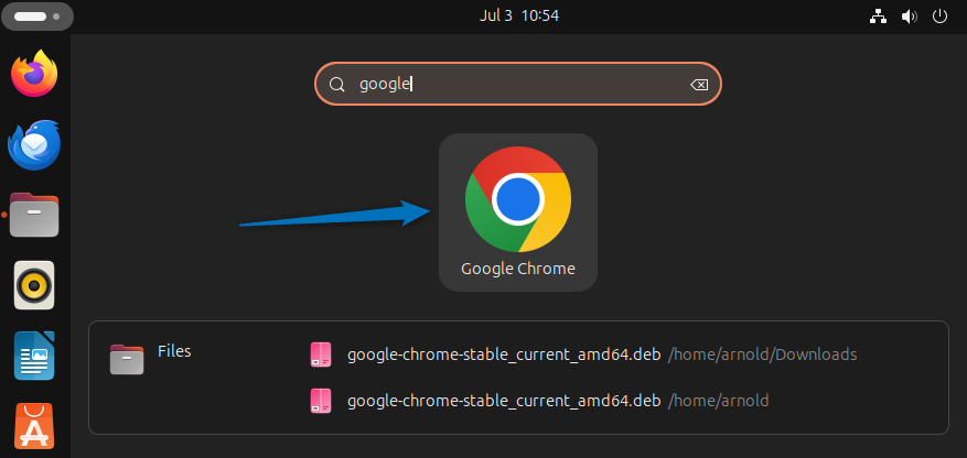 Launching Google Chrome on Ubuntu installed via GDebi package manager.