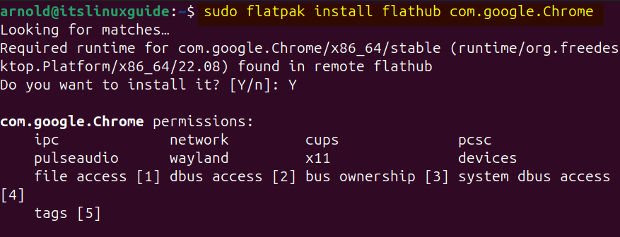 Installing Google Chrome on Ubuntu using Flatpak package manager