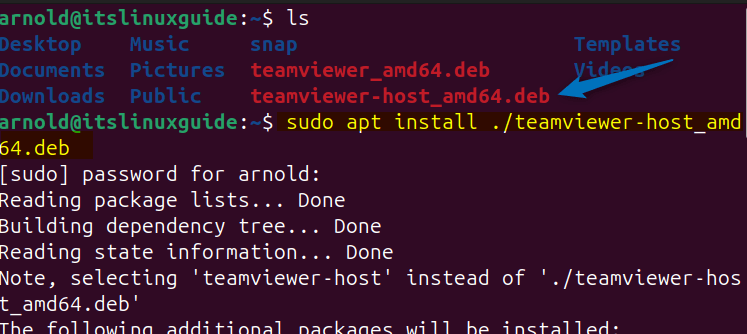 Installing TeamViewer host on Ubuntu using its deb file