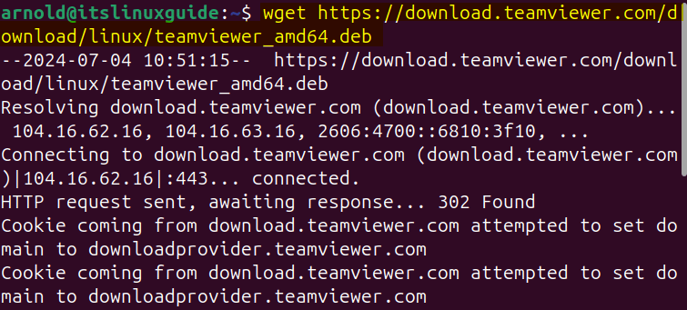 Downloading TeamViewer full client Deb file on Ubuntu using terminal 